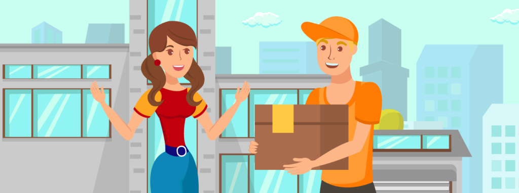 illustration of happy customer receiving delivery