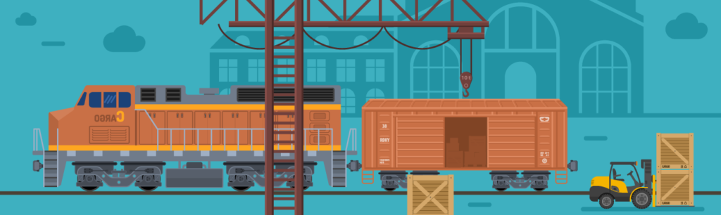 illustration of a railway transportation shipping loads